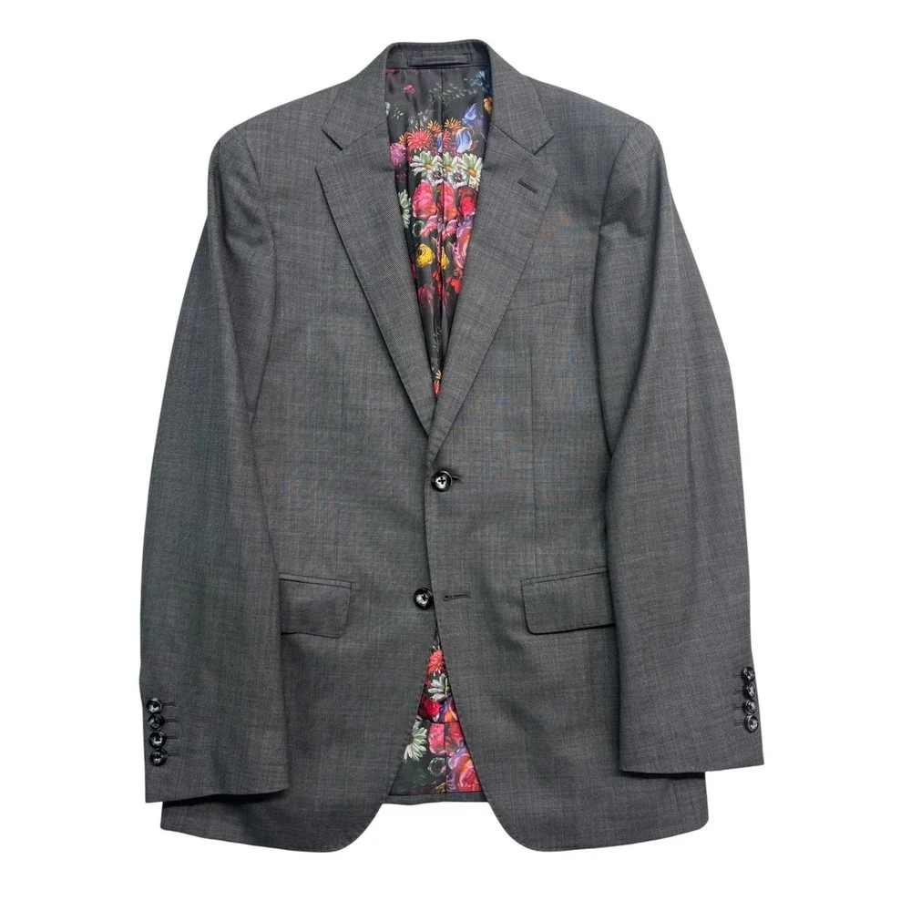 Trunk Club Custom 38R 34x32 Gray Sharkskin Bespoke 2pc Pant Suit Wool Slim